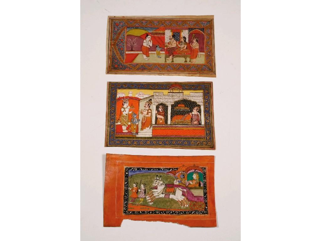 Appraisal: AN INDIAN MINIATURE FIGURE of figures in a landscape within