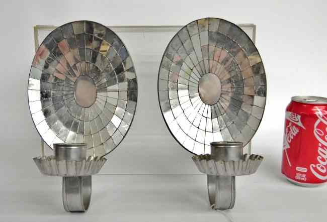 Appraisal: Pair th c mirrored sconces '' Ht