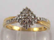 Appraisal: A carat gold diamond cluster ring head approx mm wide