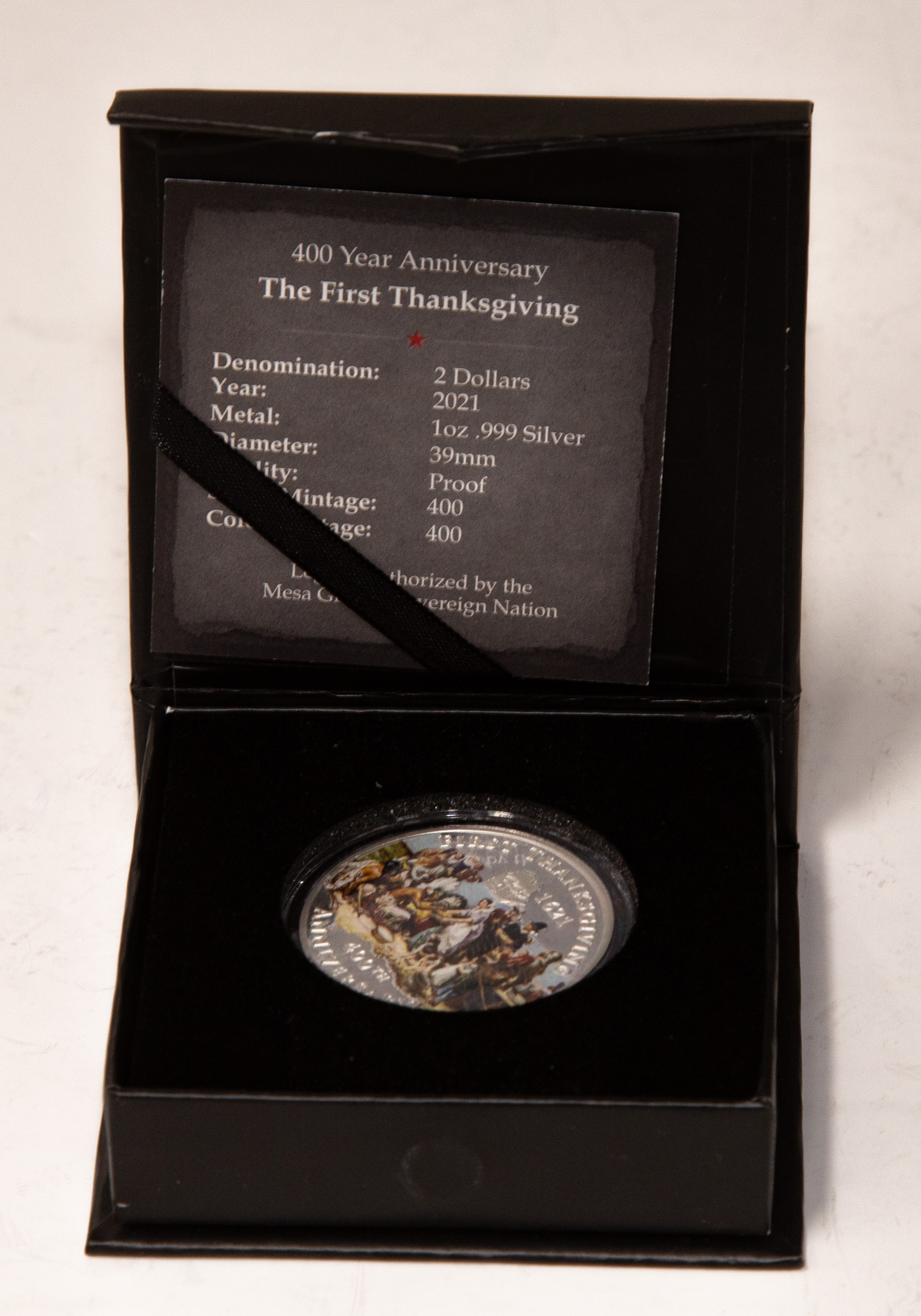 Appraisal: THE FIRST THANKSGIVING OZ SILVER NATIVE AMERICAN th year Anniversary