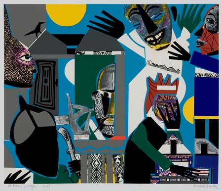 Appraisal: ROMARE BEARDEN - Sorcerer's Village Sorcerer Color screenprint x mm