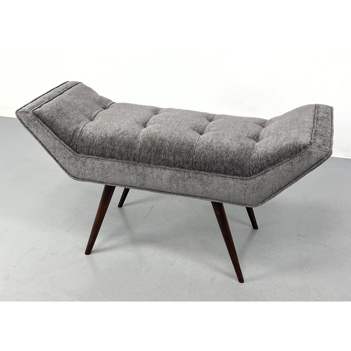 Appraisal: Tufted Upholstered Modernist Italian style Bench Flared ends Tapered Peg