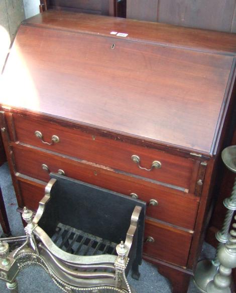 Appraisal: A th century walnut framed bureau the fall enclosing a