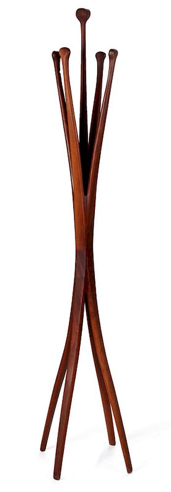 Appraisal: A GOOD DANISH MODERN TEAK HALL TREE The four bentwood