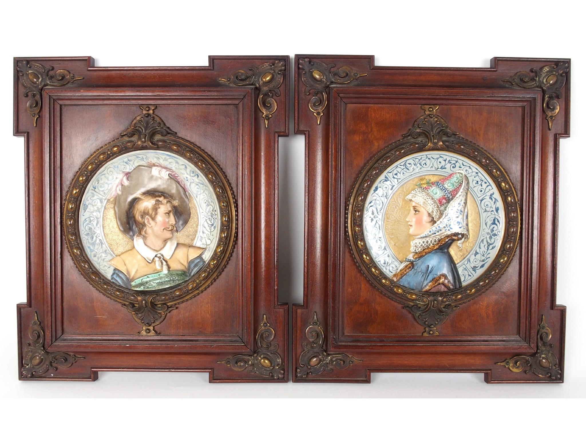 Appraisal: A pair of Continental framed porcelain portrait plaquesone depicting a