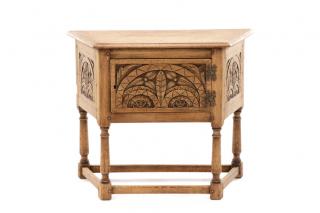 Appraisal: English Jacobean Revival Washed Oak Console English early to mid