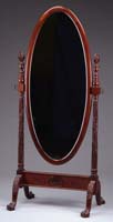 Appraisal: GOOD CARVED MAHOGANY OVAL CHEVEL MIRROR The large oval mirror