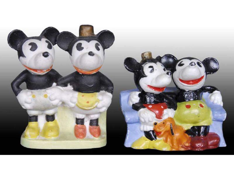 Appraisal: Lot of Bisque Walt Disney Mickey Mouse Minnie Description ''