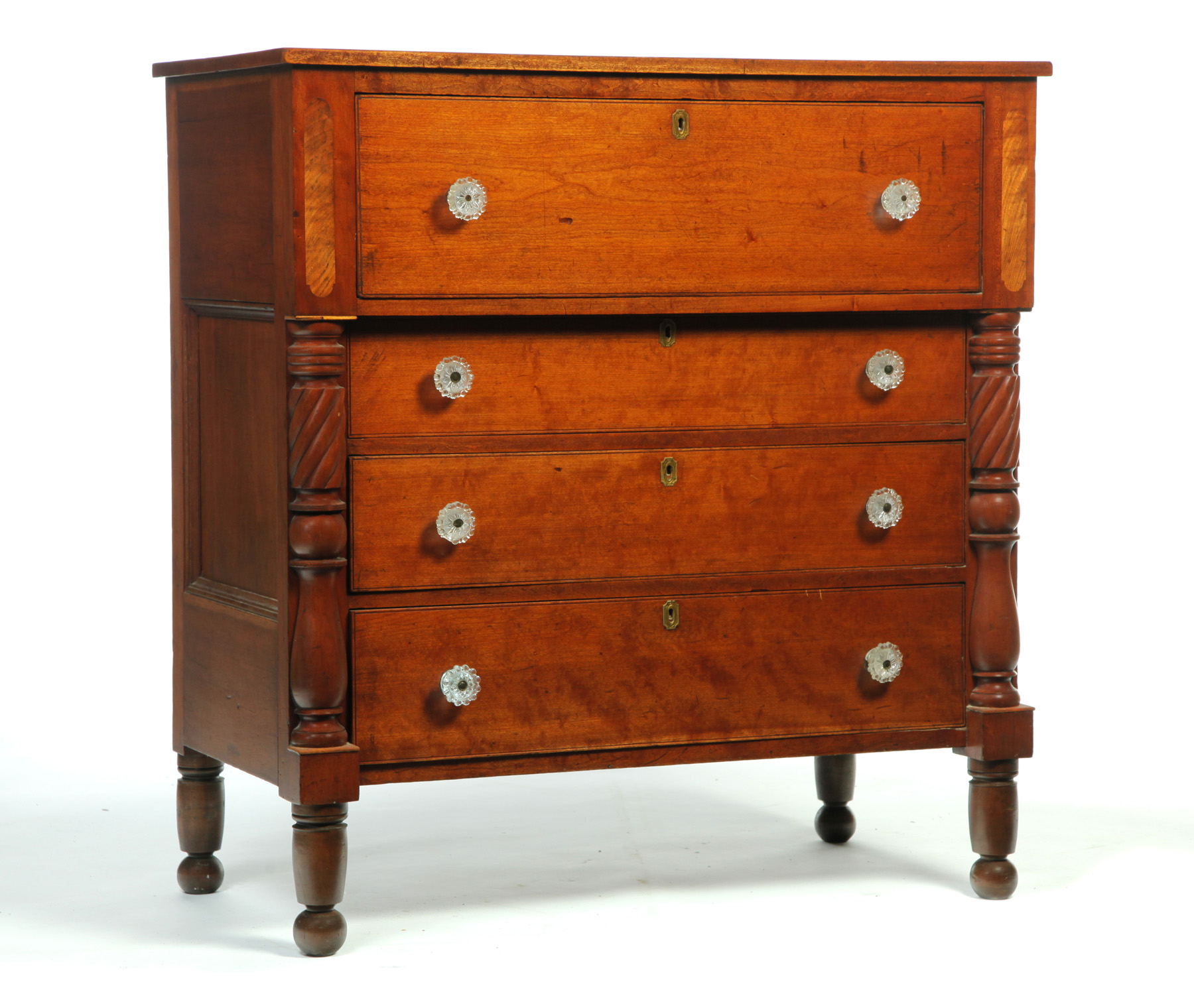 Appraisal: TRANSITIONAL SHERATON TO EMPIRE CHEST OF DRAWERS American nd quarter-