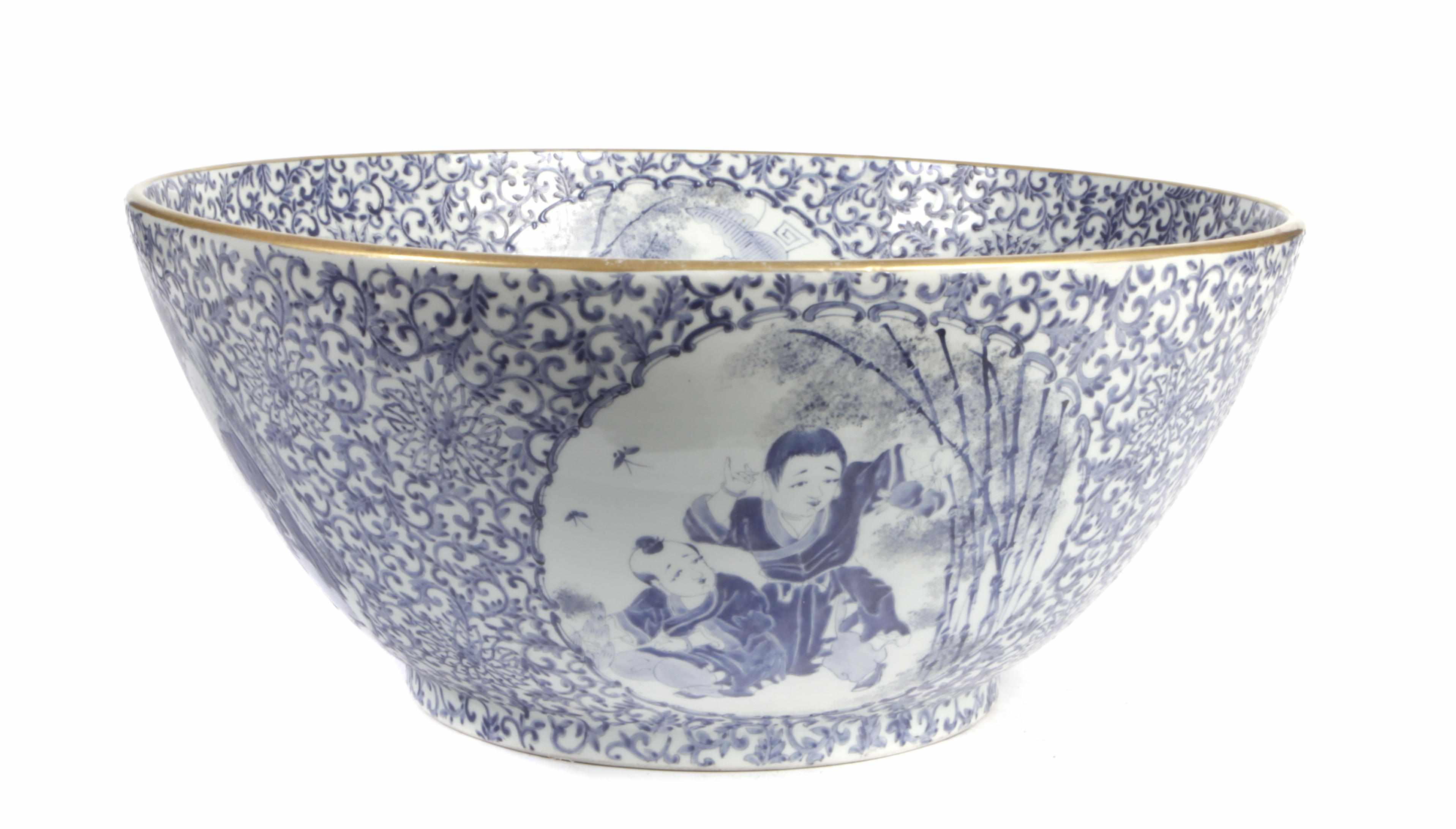 Appraisal: A Chinese blue enameled bowl paint decorated with reserves of