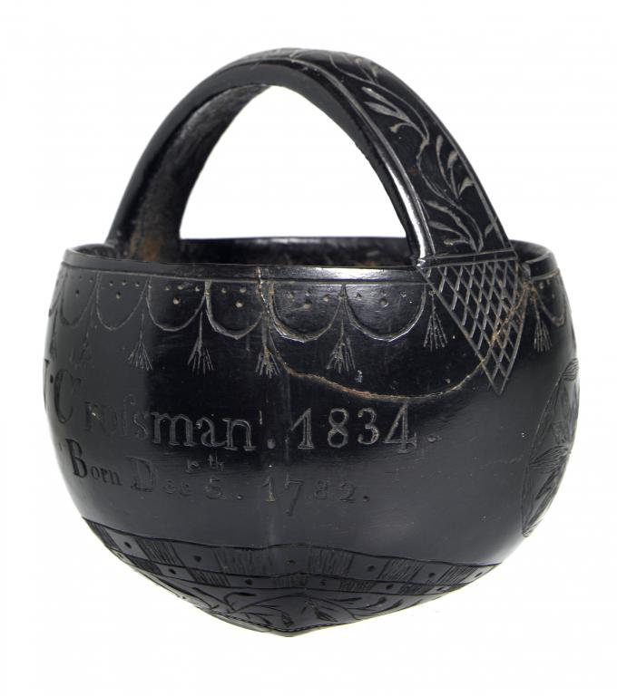 Appraisal: AN UNUSUAL INSCRIBED AND DATED GOURD BASKET POSSIBLY WEST INDIES