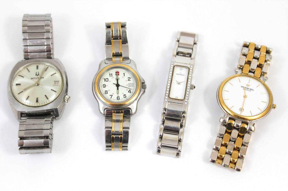 Appraisal: COLLECTION OF FOUR WRISTWATCHES including Bulova Accutron stainless case o'clock