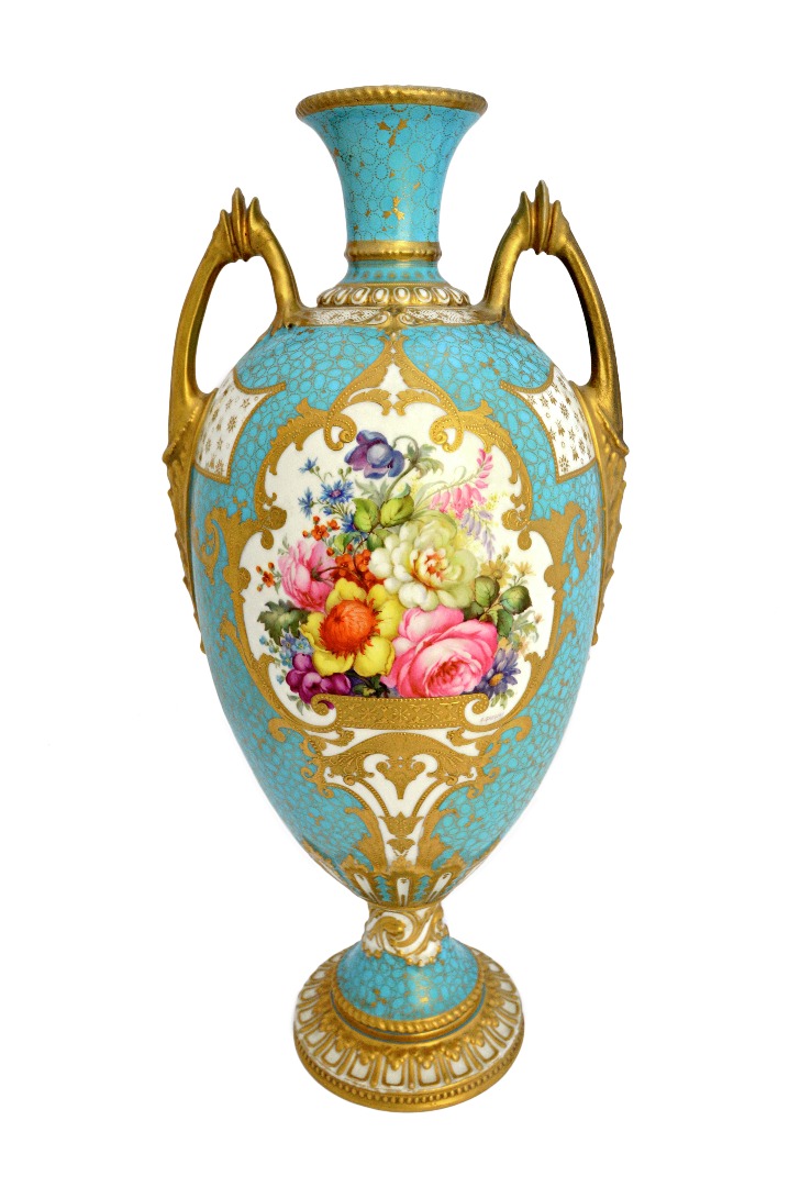 Appraisal: A Royal Crown Derby two handled vase with iron red