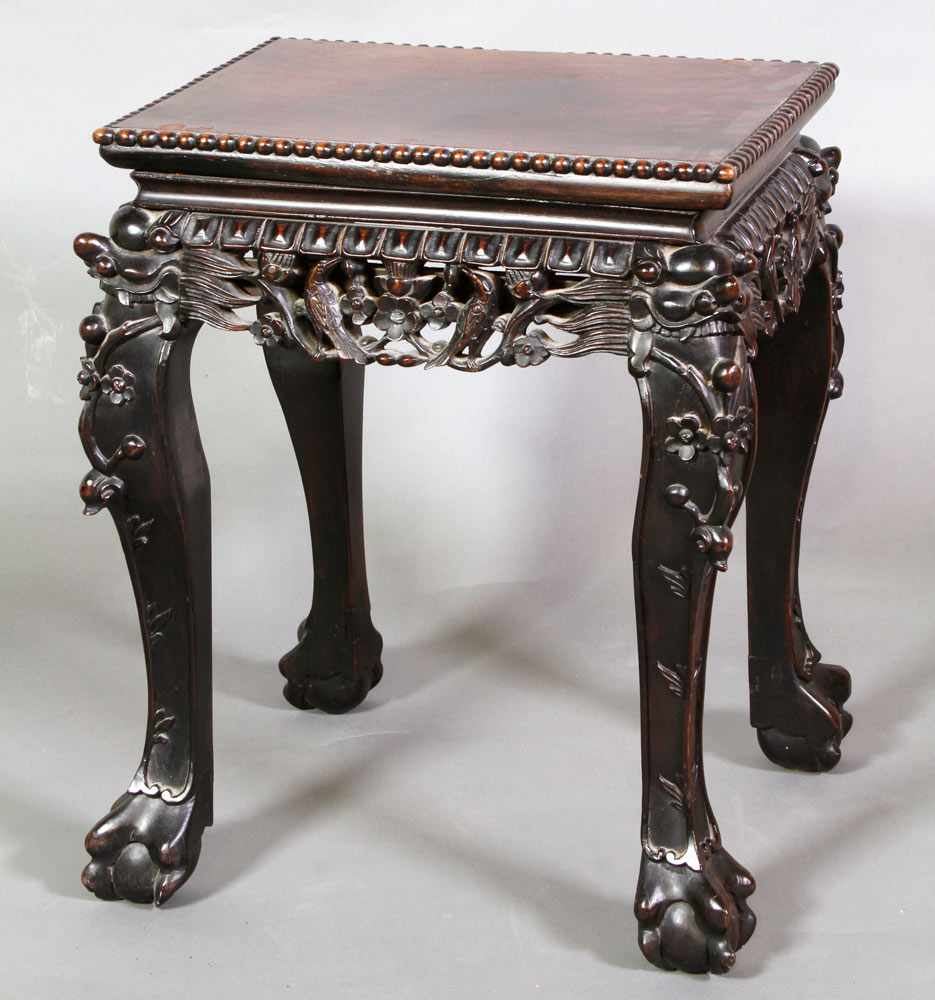 Appraisal: - Chinese Rosewood Side Table Side table China rosewood beaded