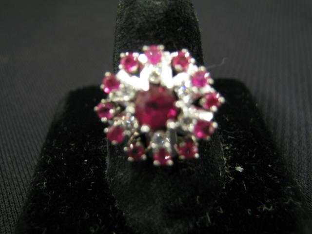 Appraisal: Ruby Diamond Ring carat of round rich gems highlighted by