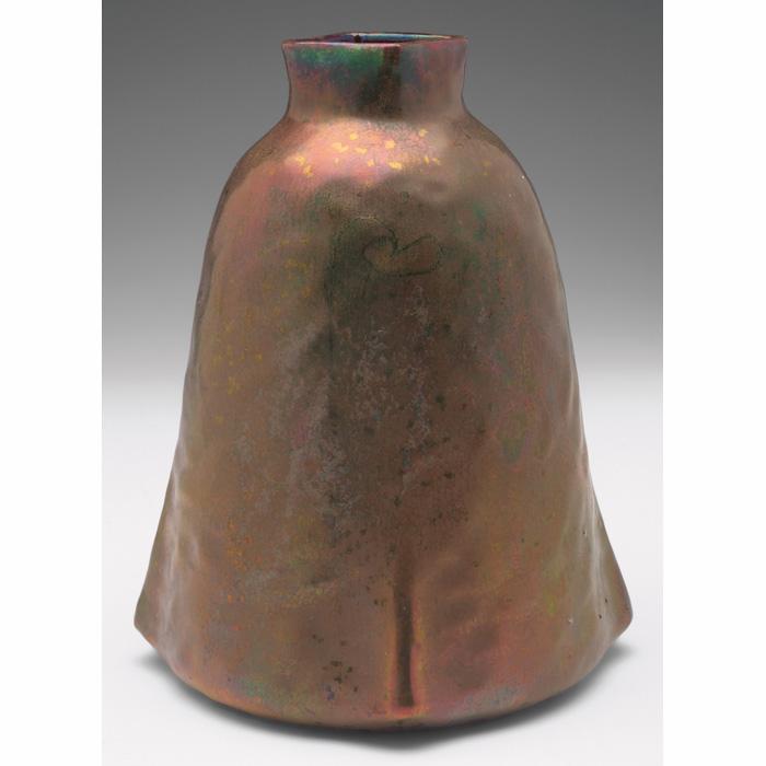 Appraisal: Massier vase attribution organic shape covered in a metallic glaze