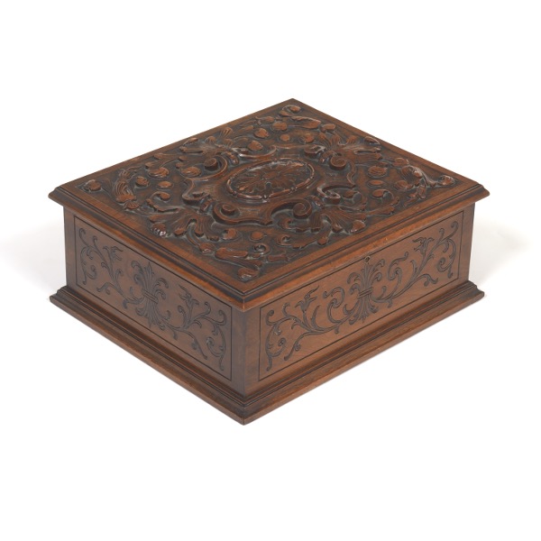 Appraisal: CARVED WOOD DOCUMENT BOX x x Carved wood document box