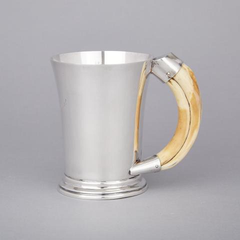 Appraisal: English Silver Mug Hukin Heath Birmingham with boar s tusk