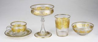 Appraisal: Pcs Gilt Wheel Cut Bohemian Moser and tableware incl champagnes