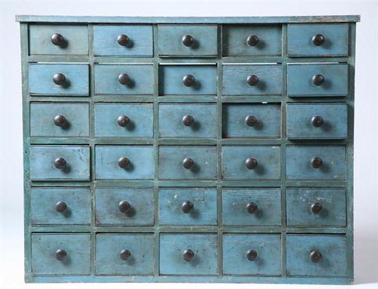 Appraisal: GOOD PAINTED APOTHECARY CHEST American st half- th century pine