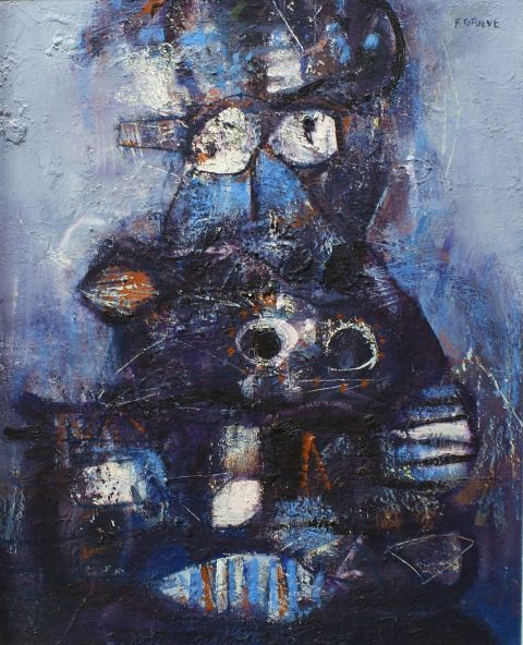 Appraisal: Robert Grieve - Mayan Mask oil on board signed 'R