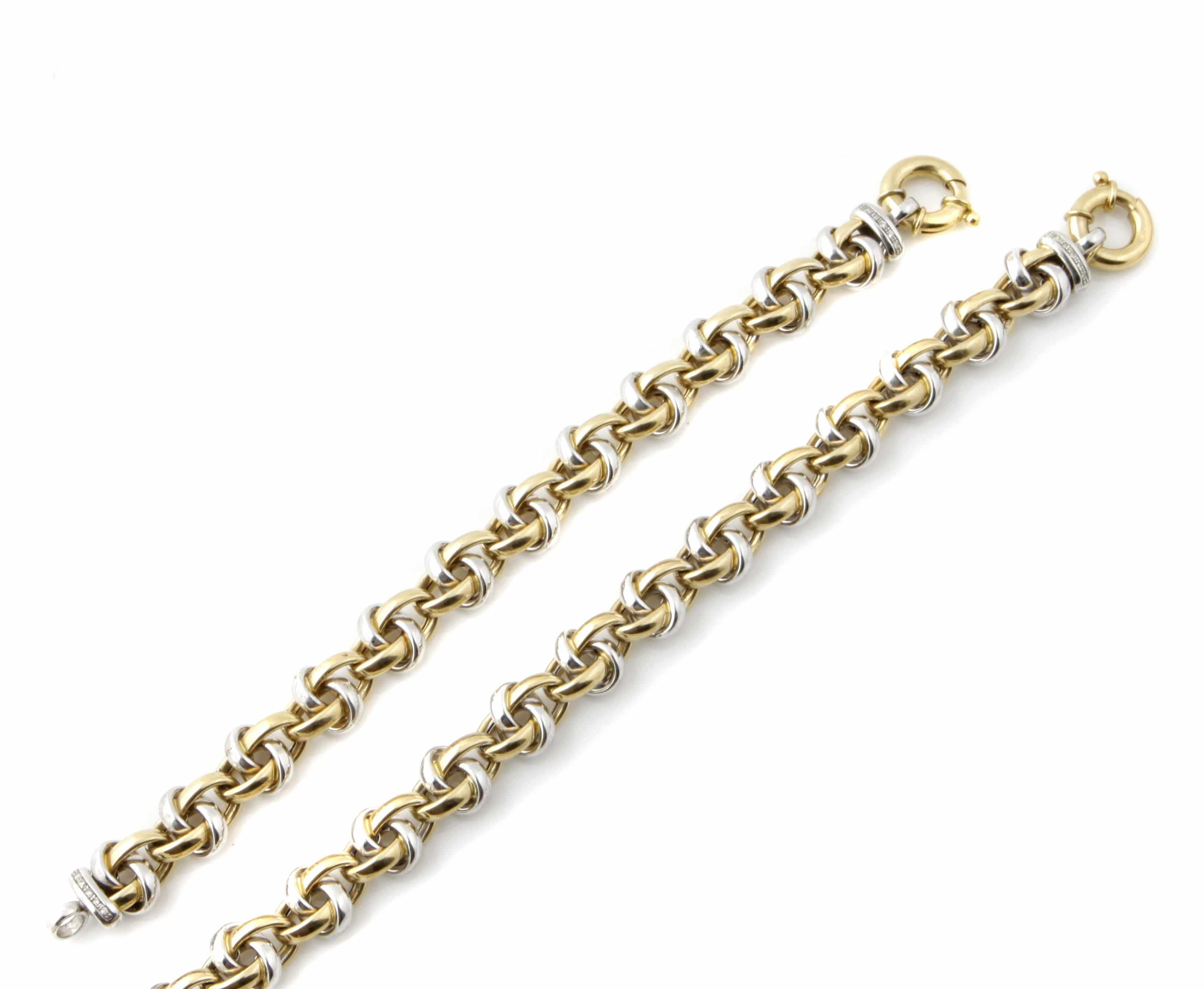 Appraisal: A diamond and bicolor k gold necklace and bracelet g