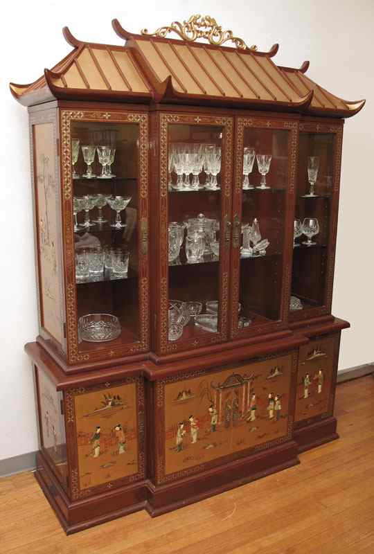 Appraisal: ARCHITECTURAL CATHAY ARTS CHINESE CHINA CURIO DISPLAY CABINET Pagoda Top