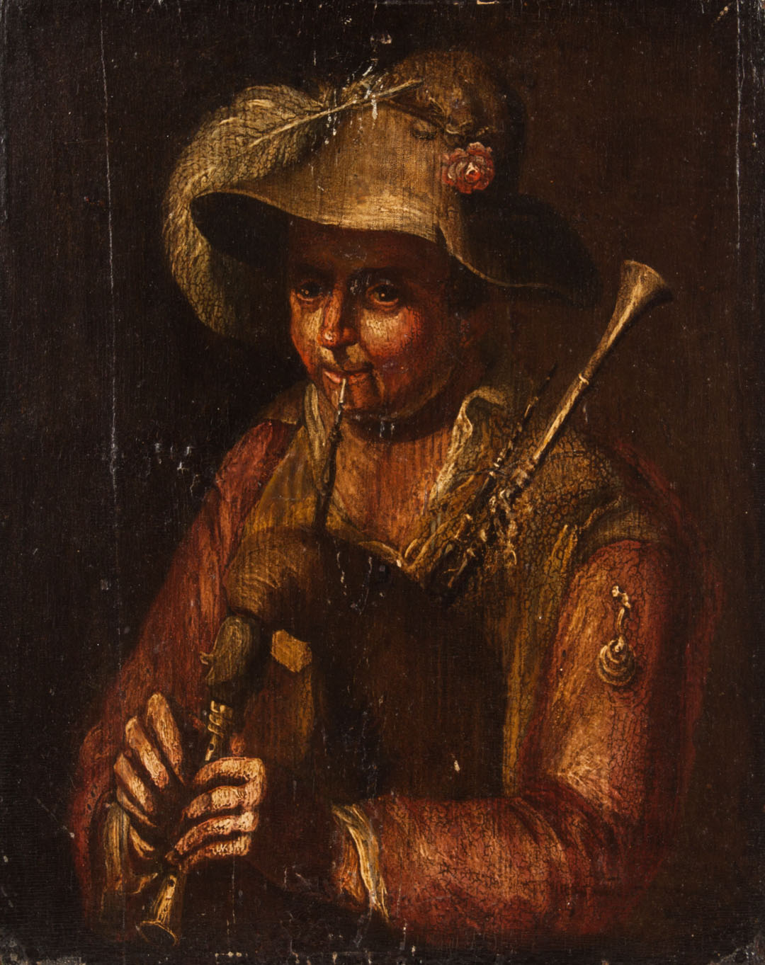 Appraisal: Dutch School th century Piper oil on panel After Abraham