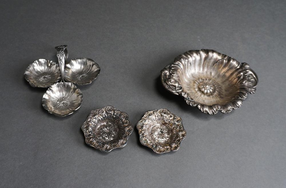 Appraisal: FOUR AMERICAN EMBOSSED STERLING SILVER FLORIFORM DISHES L OF POPPY