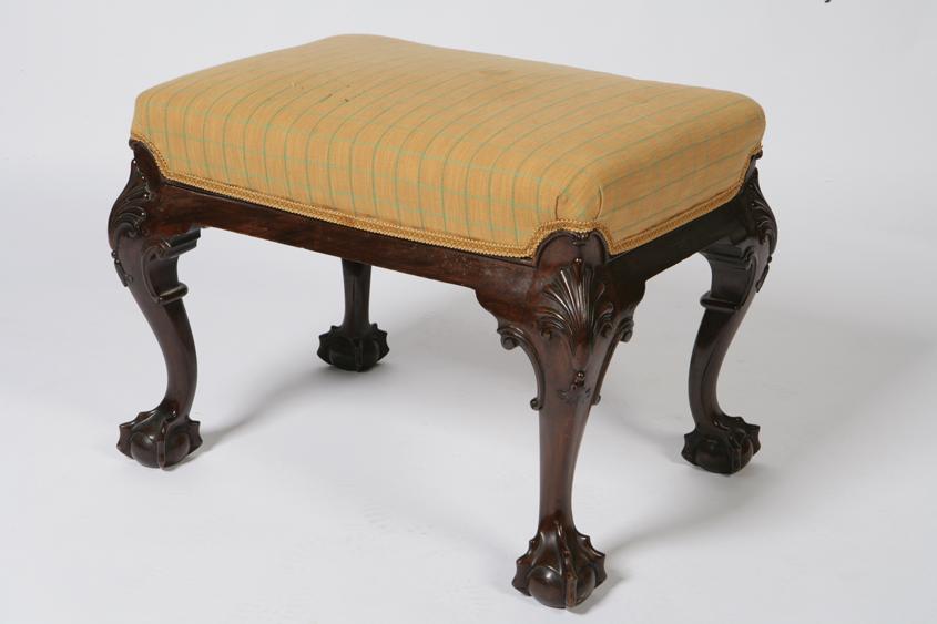 Appraisal: A GEORGE II STYLE MAHOGANY STOOL with an upholstered top