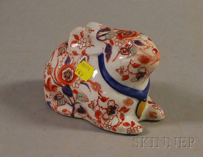 Appraisal: Imari Porcelain Rabbit Figurine with hand-painted decoration ht lg in