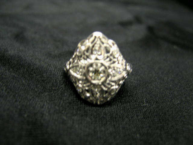 Appraisal: Platinum Diamond Antique Ring diamonds in fine filagree setting