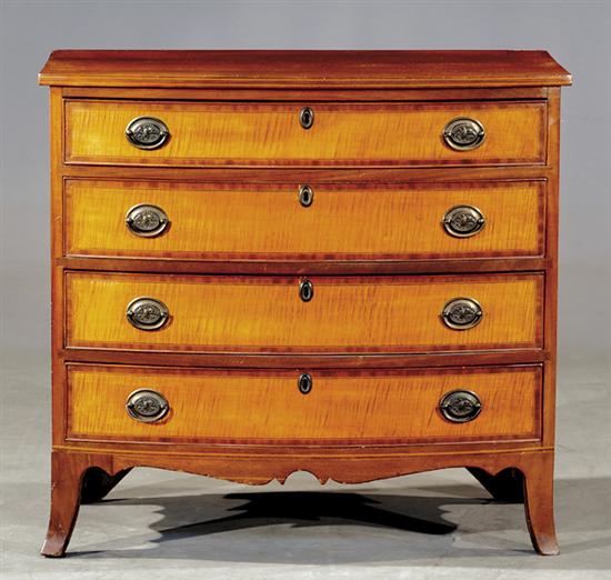 Appraisal: Federal style inlaid mahogany and maple bow front chest of