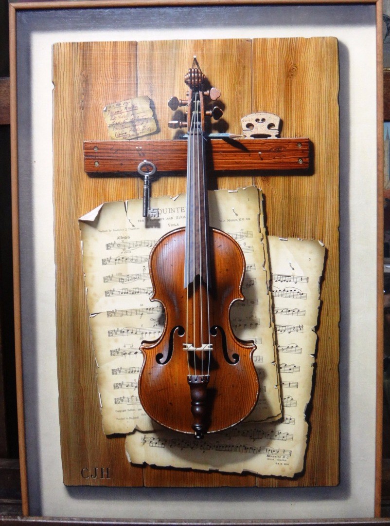 Appraisal: Christopher John Harrison b A trompe l'oeil of a violin