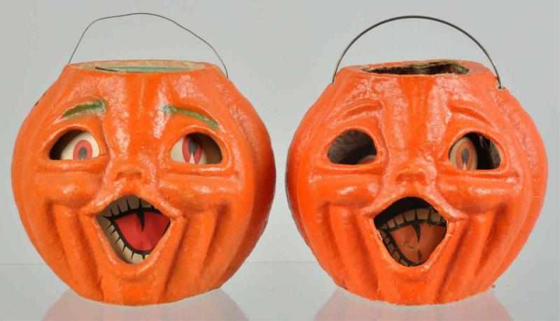 Appraisal: Lot of Halloween Jack-O-Lanterns in Pulp Description Both with paper