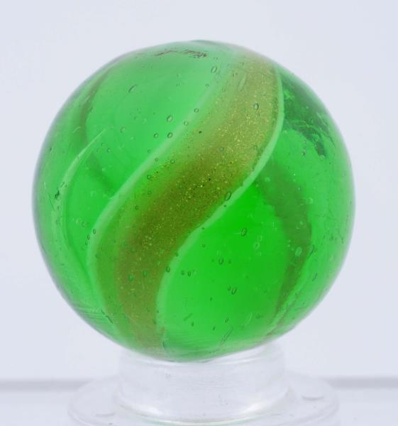 Appraisal: Green Glass Ribbon Lutz Marble Green transparent base with white