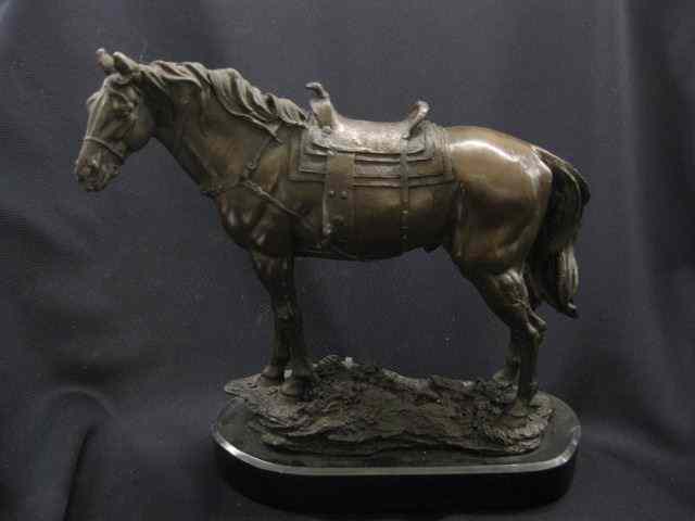 Appraisal: Bronze Statue of a Horse with saddle black marble base