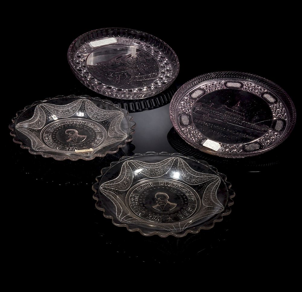 Appraisal: Four Glass Plates Platters Four assorted pressed glass round plates