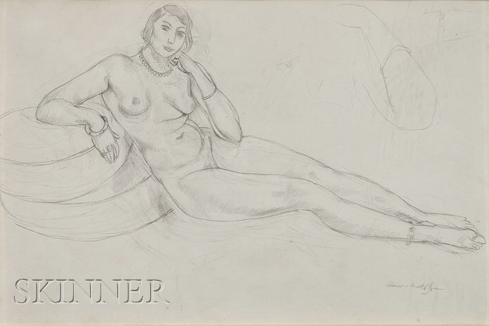 Appraisal: Henri Matisse French - Femme nue allong e Signed Henri