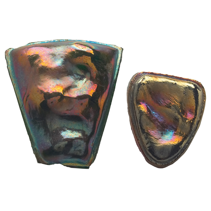 Appraisal: L C Tiffany turtleback pieces both triangular shape with brilliant