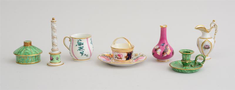 Appraisal: GROUP OF EIGHT ENGLISH SMALL PORCELAIN ARTICLES Comprising a Derby