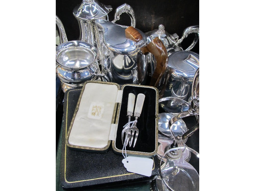 Appraisal: Tray lot of EP - tea service cased cutlery picquot