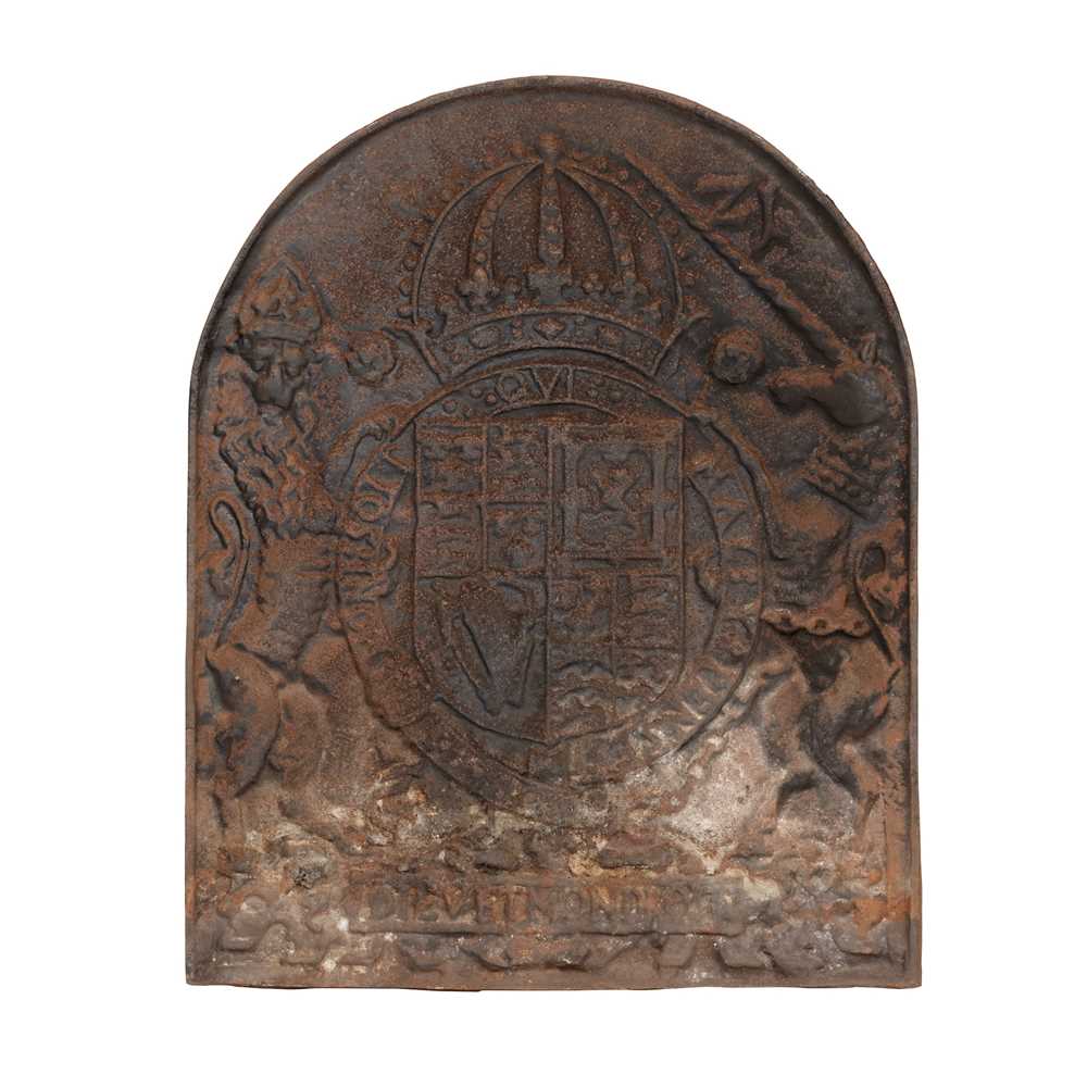 Appraisal: GEORGIAN CAST IRON FIREBACK TH CENTURY cast with the Royal