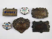 Appraisal: Five various silver wine labels including two enamelled Port and