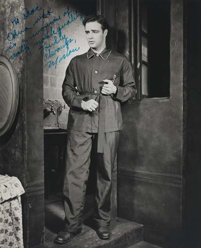 Appraisal: BRANDO MARLON Photograph Signed and Inscribed to Dear Edna Thomas