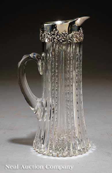 Appraisal: An American Brilliant Cut Glass and Sterling Silver-Mounted Claret Pitcher