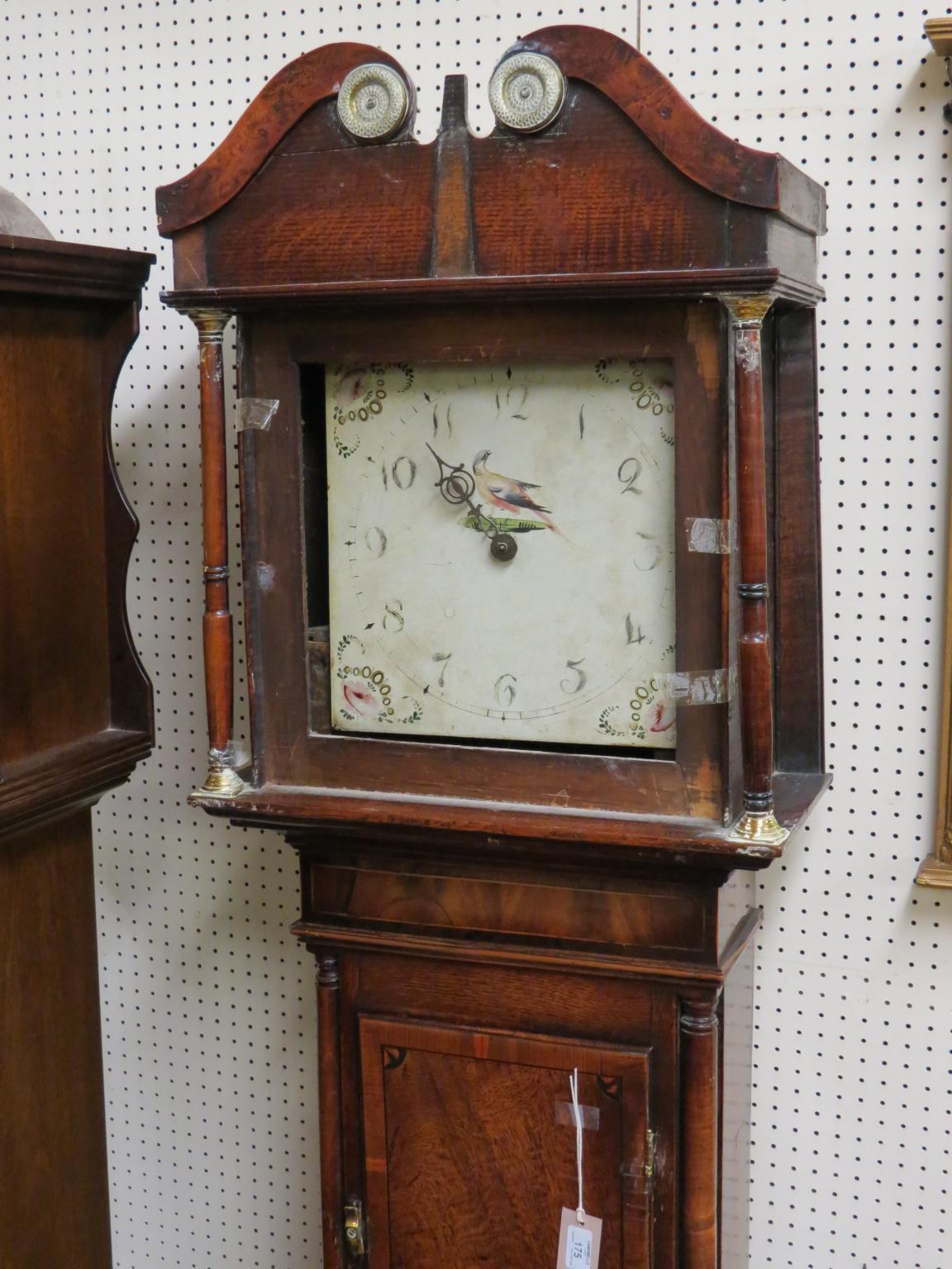 Appraisal: A George III oak -hour longcase clock in square painted