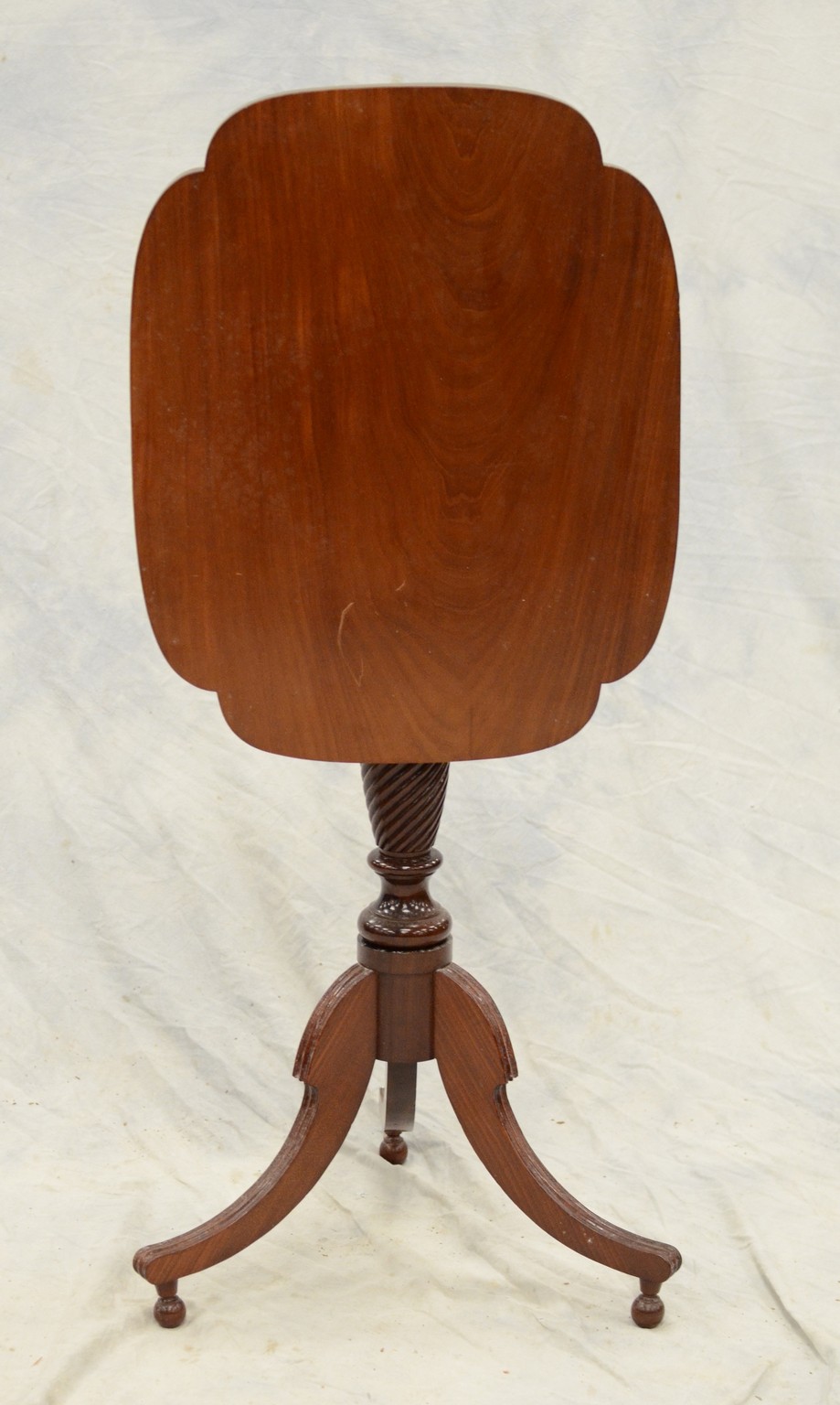 Appraisal: Mahogany Federal tilt top candlestand scalloped top spiral turned stem