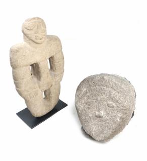 Appraisal: Two Ancient Style Stone Figures Two ancient style stone figures