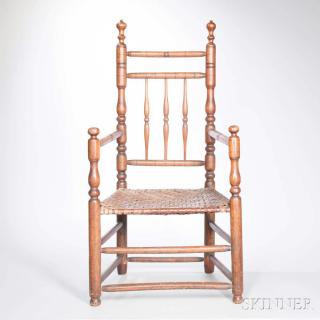 Appraisal: Turned Maple and Ash Carver Armchair possibly Branford Connecticut c